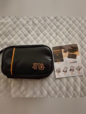 GREAT Travel Electronics Organizer Pouch - Black with Orange Accent